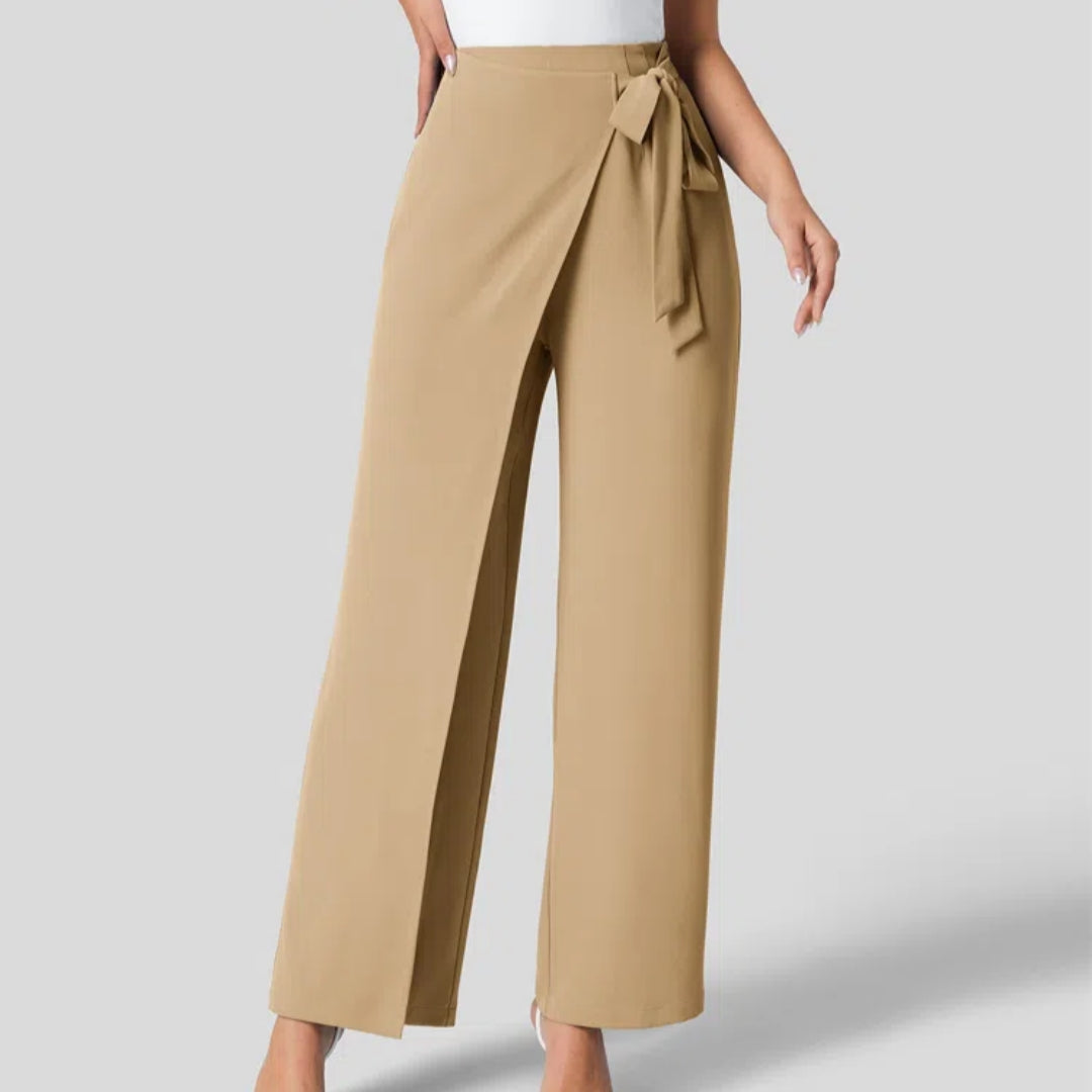 High-Waist Tie-Side Wide Leg Pants