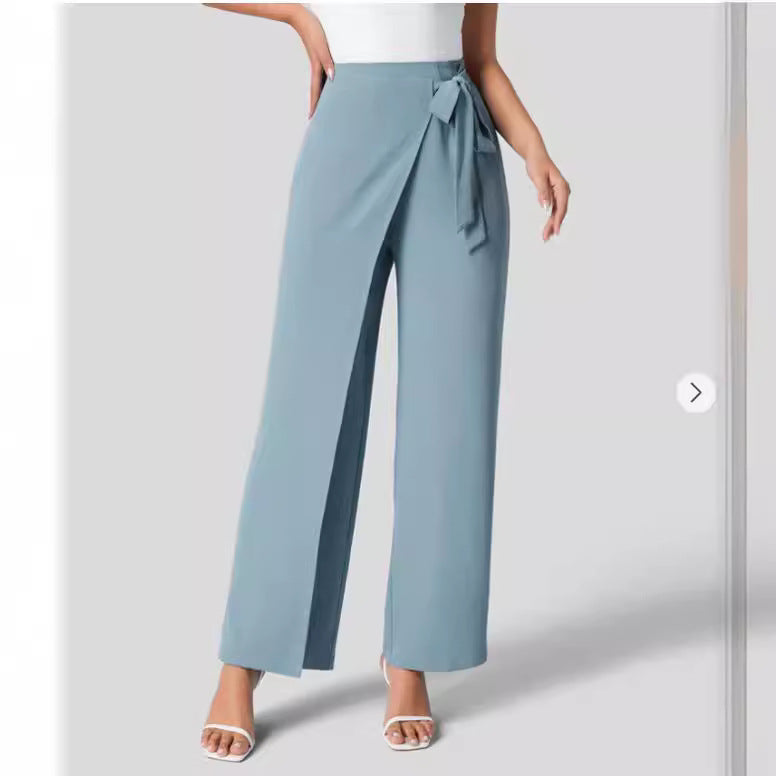 High-Waist Tie-Side Wide Leg Pants