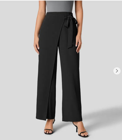 High-Waist Tie-Side Wide Leg Pants