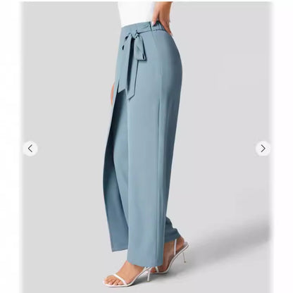 High-Waist Tie-Side Wide Leg Pants