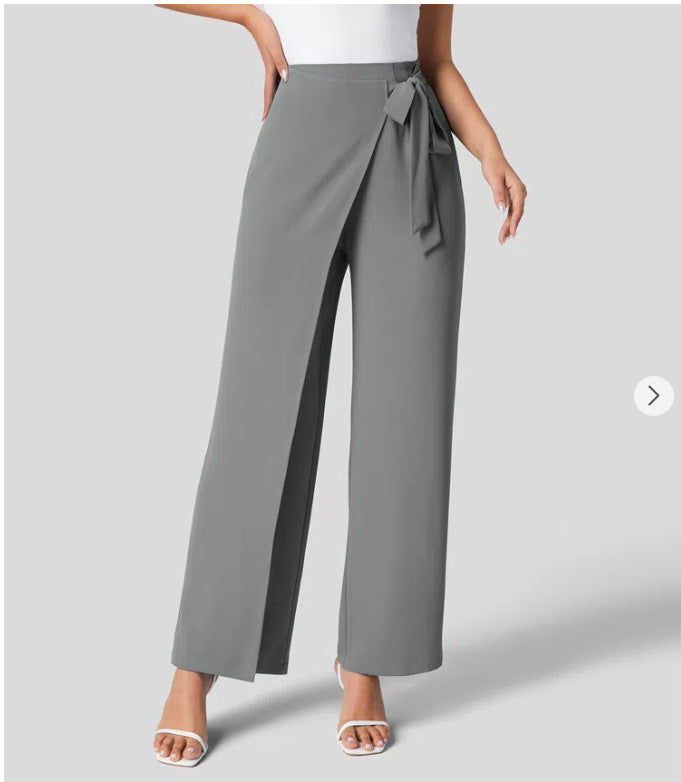 High-Waist Tie-Side Wide Leg Pants