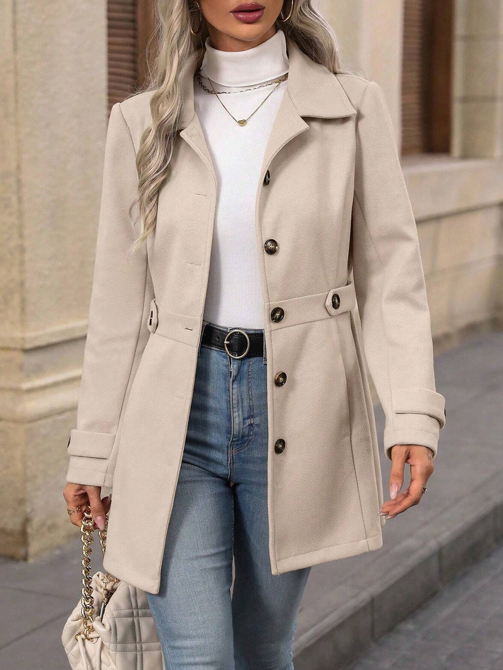 Elegant Wool Mid-Length Coat