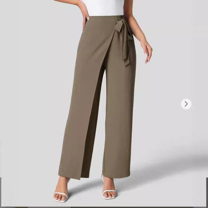 High-Waist Tie-Side Wide Leg Pants