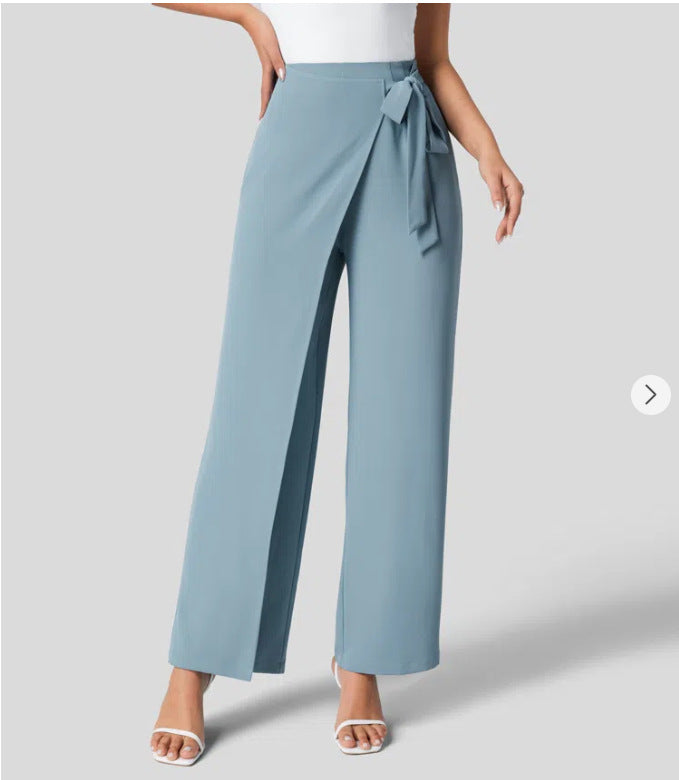 High-Waist Tie-Side Wide Leg Pants