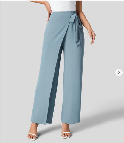 High-Waist Tie-Side Wide Leg Pants