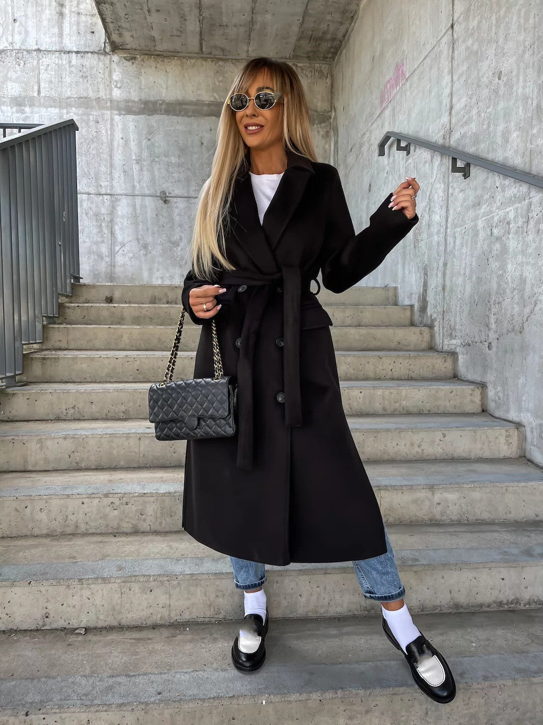 Classic Belted Double-Breasted Winter Coat