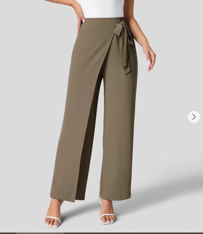 High-Waist Tie-Side Wide Leg Pants